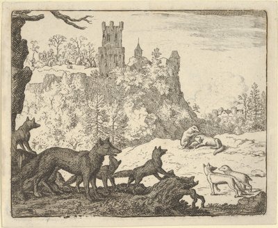 Renard Liście z borsukiem, 1650-75. autorstwa Allart van Everdingen