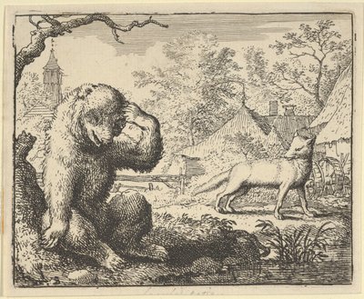 Renard naśmiewa się z niedźwiedzia, 1650-75. autorstwa Allart van Everdingen