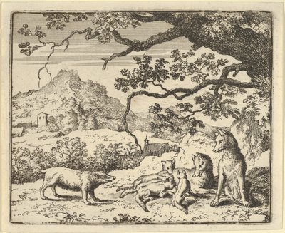 Renard otrzymuje nowy cytat od Borsuka, 1650-75. autorstwa Allart van Everdingen