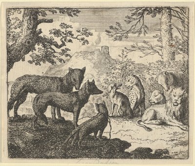 Rodzice Renarda proszą o możliwość wycofania się z dworu, z „Renarda Lisa” Hendricka van Alcmara autorstwa Allart van Everdingen