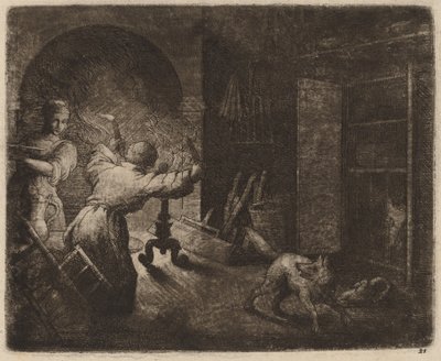 Reynard kradnie kapłona od pastora, prawdopodobnie ok. 16451656. autorstwa Allart van Everdingen