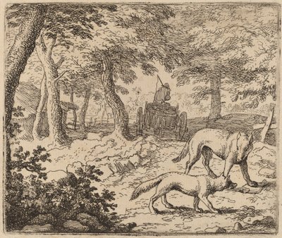 Reynard i Wilk przed Rybakiem, prawdopodobnie ok. 16451656. autorstwa Allart van Everdingen