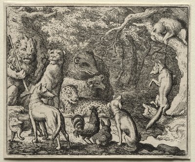 Reynard the Fox: Reynard prosi o pozwolenie na spowiedź autorstwa Allart van Everdingen