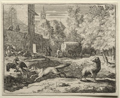 Reynard the Fox: Reynard w pogoni za kurami. autorstwa Allart van Everdingen