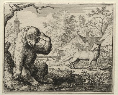 Reynard the Fox: Reynard karci rannego niedźwiedzia. autorstwa Allart van Everdingen