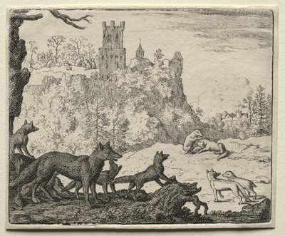 Reynard the Fox: Reynard i borsuk idą na dwór autorstwa Allart van Everdingen