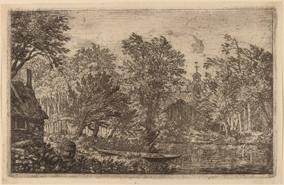 Skiff na brzegu rzeki, prawdopodobnie ok. 16451656. autorstwa Allart van Everdingen