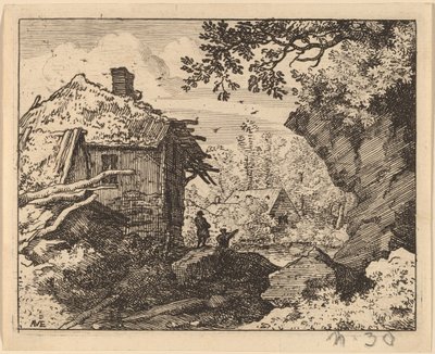Słomiana chata widziana z tyłu, prawdopodobnie ok. 16451656. autorstwa Allart van Everdingen