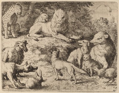 Zwierzęta przedstawiają swoje zarzuty Reynardowi, prawdopodobnie ok. 16451656. autorstwa Allart van Everdingen