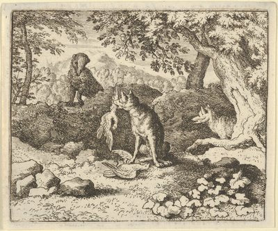 Borsuk spieszy się ostrzec Renarda przed lwem, 1650-75. autorstwa Allart van Everdingen