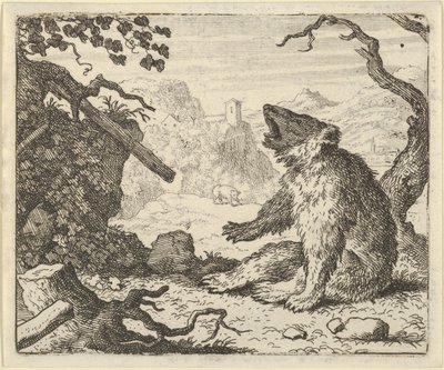 Niedźwiedź wzywa Renarda do stawienia się przed Radą Zwierząt, 1650-75. autorstwa Allart van Everdingen