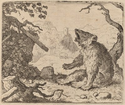 Niedźwiedź wysłany jako posłaniec, prawdopodobnie ok. 16451656. autorstwa Allart van Everdingen