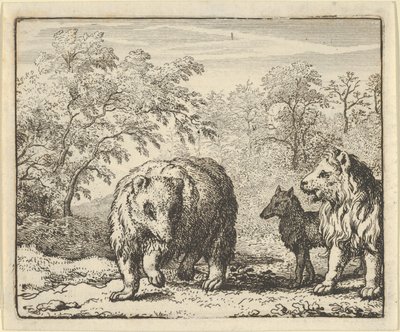 Lew uwalnia niedźwiedzia i wilka, 1650-75. autorstwa Allart van Everdingen
