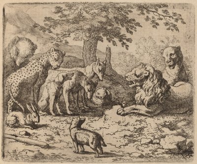 Lew szuka rady, prawdopodobnie ok. 16451656. autorstwa Allart van Everdingen