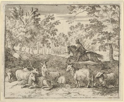 Pasterz na koniu goni jelenia, 1650-75. autorstwa Allart van Everdingen