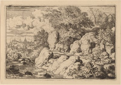 Dwóch jeźdźców na skalistej ścieżce, prawdopodobnie ok. 16451656. autorstwa Allart van Everdingen