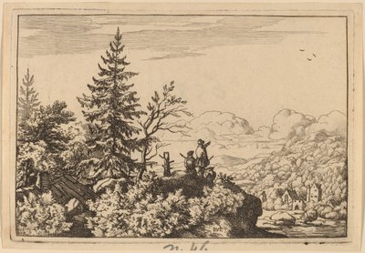 Dwóch mężczyzn na wzgórzu, prawdopodobnie ok. 16451656. autorstwa Allart van Everdingen