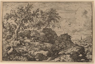 Dwóch chłopów siedzących na wzgórzu, prawdopodobnie ok. 16451656. autorstwa Allart van Everdingen