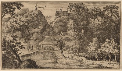 Młyn wodny u podnóża góry, prawdopodobnie ok. 16451656. autorstwa Allart van Everdingen