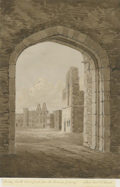 Zamek Dudley - Twierdza: rysunek w czerwonej sepii, 8 czerwca 1843 r. autorstwa Allen Edward Everitt