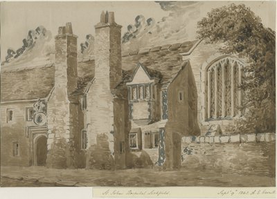 Lichfield - Szpital i kaplica św. Jana: rysunek w czerwonej sepii, 9 września 1842 (rysunek) autorstwa Allen Edward Everitt