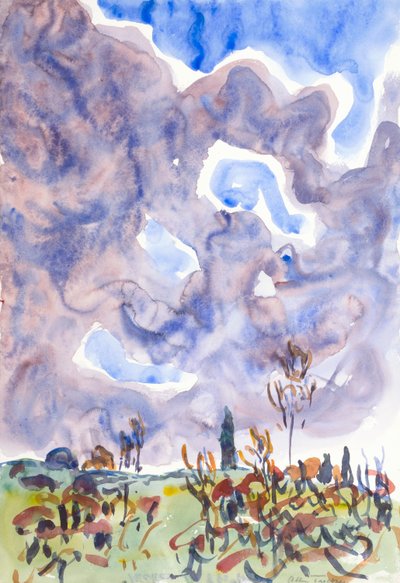 Akwarela nr. 31, Krajobraz z chmurami, ca. 1930. autorstwa Allen Tucker