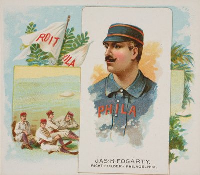 James H. Fogarty, prawy bokser, Filadelfia, z mistrzów świata, druga seria N43..., 1888. autorstwa Allen and Ginter