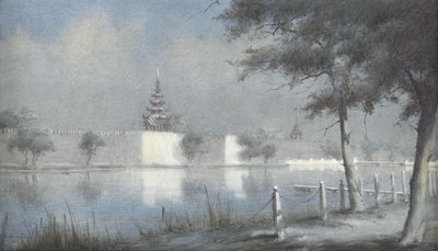 Fosa w Mandalay przy Moonlight, 1924 (wc na papierze) autorstwa Alma Claude Burlton Cull