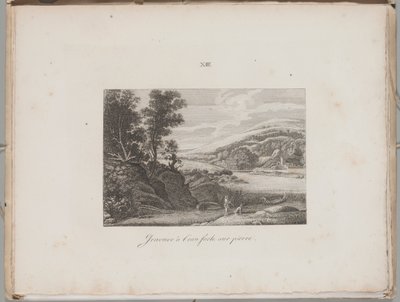 Sztuka litografii: Krajobraz rzeczny, ilustracja XIII autorstwa Alois Senefelder