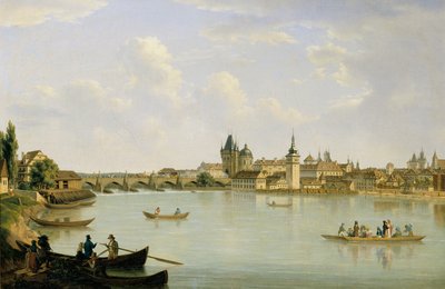 Widok Pragi z Mostem Wełtawskim (Most Karola) autorstwa Alois von Saar