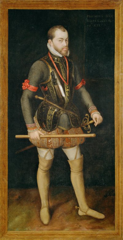 Król Felipe II, syn cesarza Karola V i król Hiszpanii ... (obraz na płótnie) autorstwa Alonso Sánchez Coello