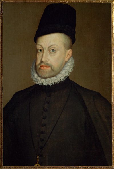 Król Hiszpanii Filip II, syn cesarza Karola V i Izabeli Portugalskiej (obraz na płótnie) autorstwa Alonso Sanchez Coello