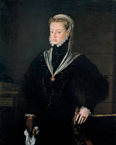 Portret arcyksiężnej Joanny Austrii (1535-1573), księżnej Portugalii - Obraz Alonso Sanchez Coello (1531-1588), olej na płótnie, ok. 1557 (116x93,5 cm) - Portret arcyksiężnej Joanny Austrii (1535-1573) ), Księżniczka Portugalii, Olej na autorstwa Alonso Sánchez Coello