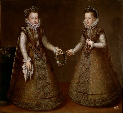 Portret Izabeli i Katarzyny, córek króla Filipa II (1527-1598) z Hiszpanii Obraz Alonso Sanchez-Coello (Sanchez Coello) (około 1531-1588) 1570 okolice Madrytu, Muzeum Prado autorstwa Alonso Sánchez Coello