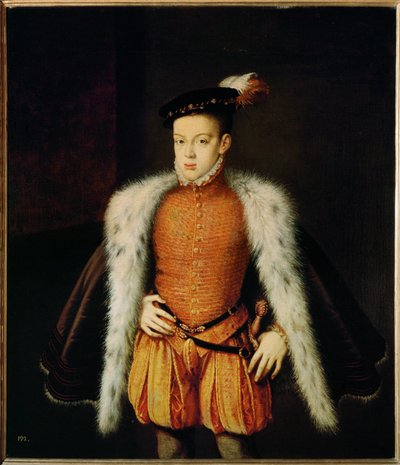 Portret infanta Don Carlosa, syna Filipa II i Manueli Portugalskiej (obraz na płótnie) autorstwa Alonso Sanchez Coello