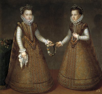 Infantki Isabel Clara Eugenia (Isabelle Claire Eugenie z Austrii) (1566-1633) i Catherine Michelle z Hiszpanii (1567-1597) (Catherine Michelle z Austrii) autorstwa Sanchez Coello, Alonso (1531-1588), ca. 1575 - Olej na płótnie autorstwa Alonso Sánchez Coello