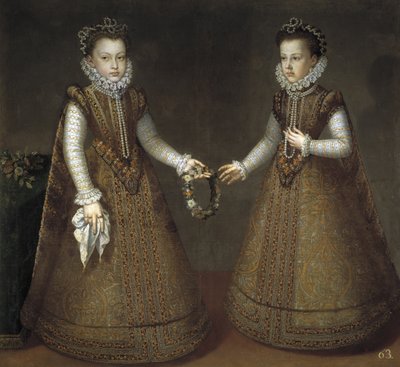 Infantki Isabel Clara Eugenia 1566-1633 i Catherine Michelle z Hiszpanii 1567-1597, ca. 1575 autorstwa Alonso Sánchez Coello