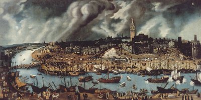 Port w Sewilli, ok. 1590 autorstwa Alonso attr. to Sanchez Coello