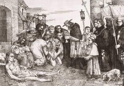 Ofiary dżumy w Rzymie (rycina) autorstwa Alphonse (after) Legros