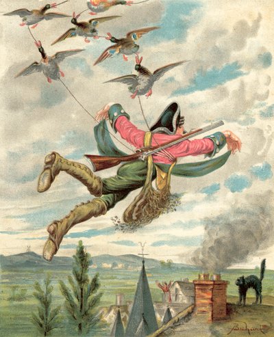 Przygody Barona Munchausena (chromolitho) autorstwa Alphonse Adolphe Bichard