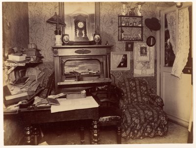 Zabójstwo wdowy Bertrand ... Widok na garderobę po zbrodni autorstwa Alphonse Bertillon