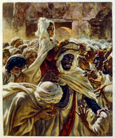 Ilustracja Dinet z „Mirages” Sceny z życia Arabów. 1906. Mirages, Scénes De La Vie Arab został zilustrowany przez Etienne Dinet z komentarzem Silmana Ben Ibrahima Bamera. Nasreddine Dinet urodził się jako Alphonse-Étienne Dinet; (1861-1929) był francuskim  autorstwa Alphonse Etienne Dinet