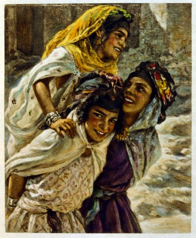 Ilustracja Dinet z „Mirages” Sceny z życia Arabów. 1906. Mirages, Scénes De La Vie Arab został zilustrowany przez Etienne Dinet z komentarzem Silmana Ben Ibrahima Bamera. Nasreddine Dinet urodził się jako Alphonse-Étienne Dinet; (1861-1929) był francuskim  autorstwa Alphonse Etienne Dinet