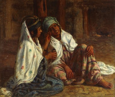 Młode Dziewczyny używające Makijażu; Młode dziewczyny nakładające makijaż autorstwa Alphonse Etienne Dinet
