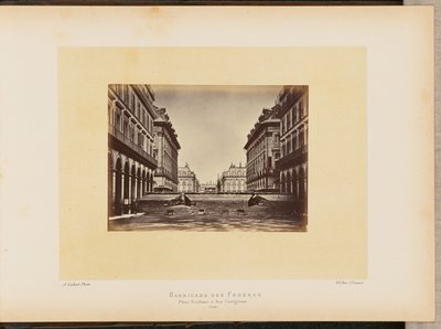 Barricade des Fédérés, place Vendôme i rue Castiglione. autorstwa Alphonse J. Liébert