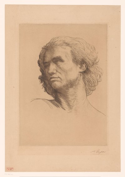 Głowa mężczyzny autorstwa Alphonse Legros (signed by artist)