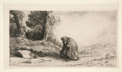 Włóczęga posuwający się wzdłuż alei autorstwa Alphonse Legros