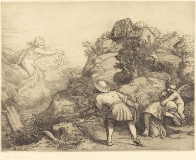 Alegoria chłopa i fortuny: temat alegoryczny autorstwa Alphonse Legros
