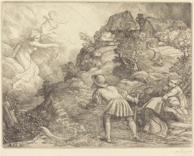 Alegoria chłopa i fortuny: temat alegoryczny autorstwa Alphonse Legros
