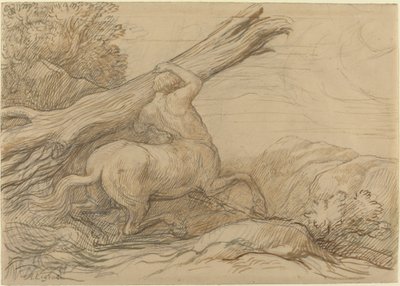 Centaur niosący pień drzewa autorstwa Alphonse Legros